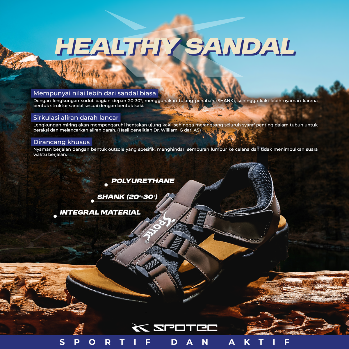 SPOTEC SANDALS HEALTHYSANDAL - HITAM/PUTIH