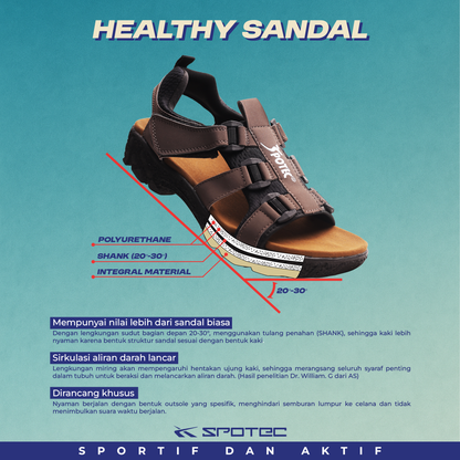 SPOTEC SANDALS HEALTHYSANDAL - BROWN/BLACK
