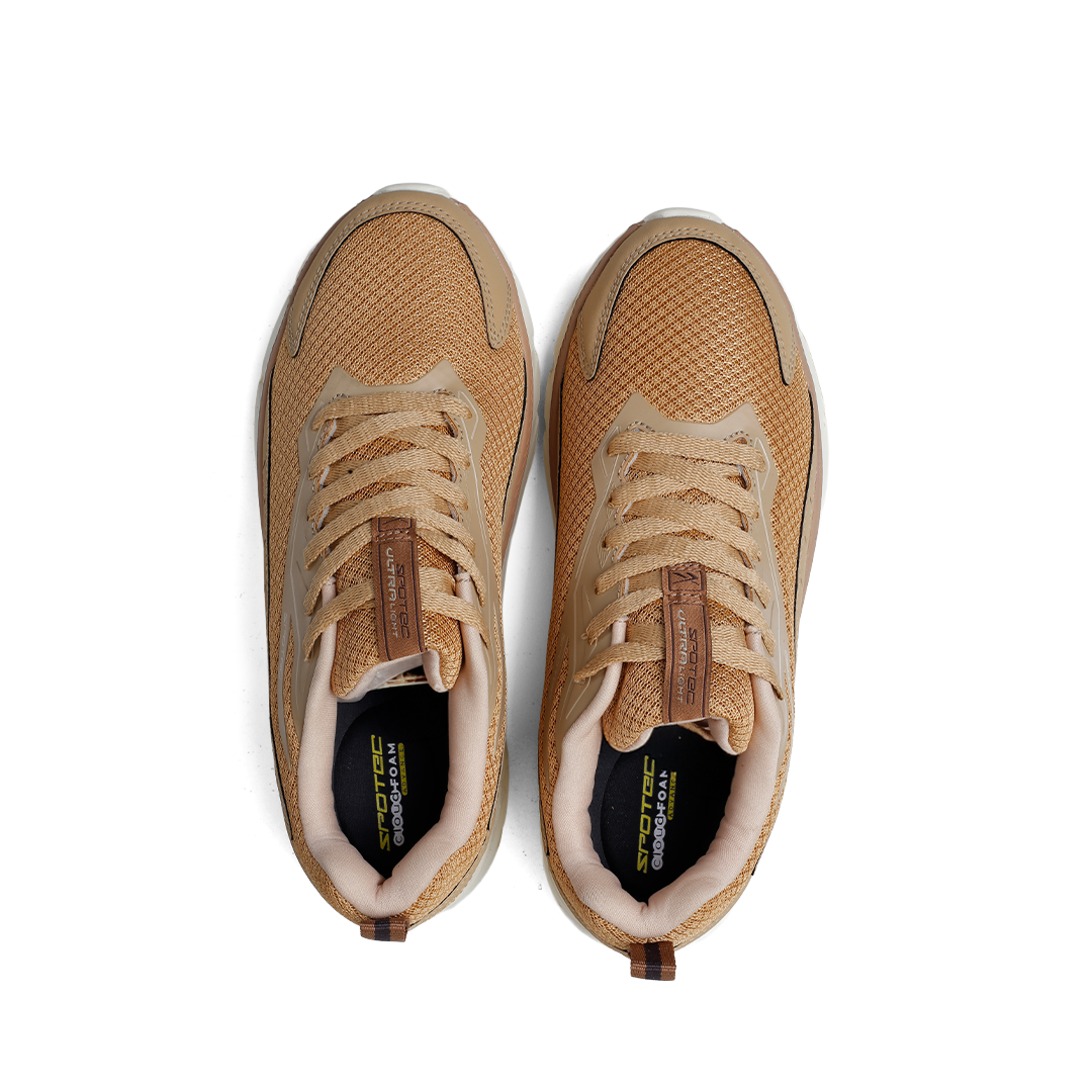 SPOTEC RUNNING COMFORT WAVE SEAGUL - COKLAT MUDA/PUTIH TULANG